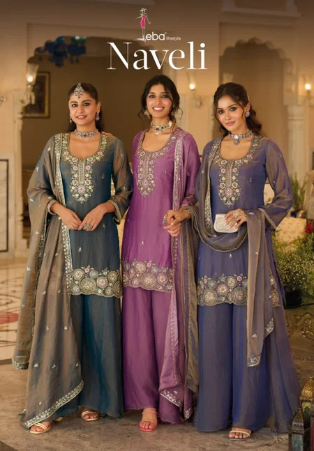 Naveli By Eba Mocha Beats Work Readymade Plazzo Suits 